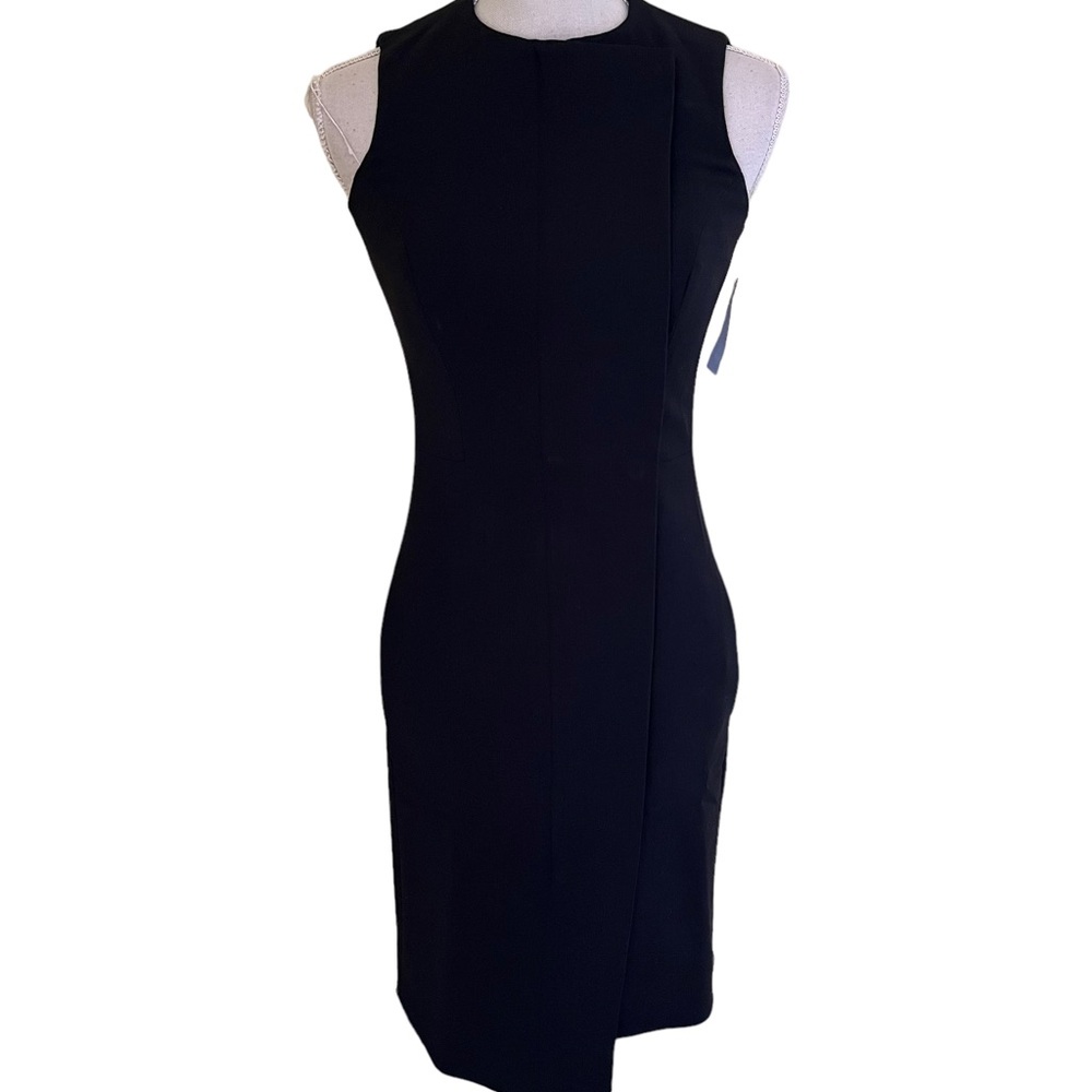 AYR Black Sleeveless Zip Front Asymmetrical Sheath Dress 0